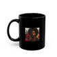 Glossy Black Floral Portrait Mug – Ceramic Coffee Cup (11oz & 15oz)