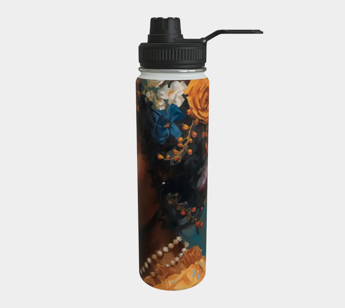 Black Woman Art Stainless Steel Water Bottle – 24 oz Double-Wall Insulated Bottle, Luxury Hydration with Afro-Inspired Beauty Grown Black Glorious