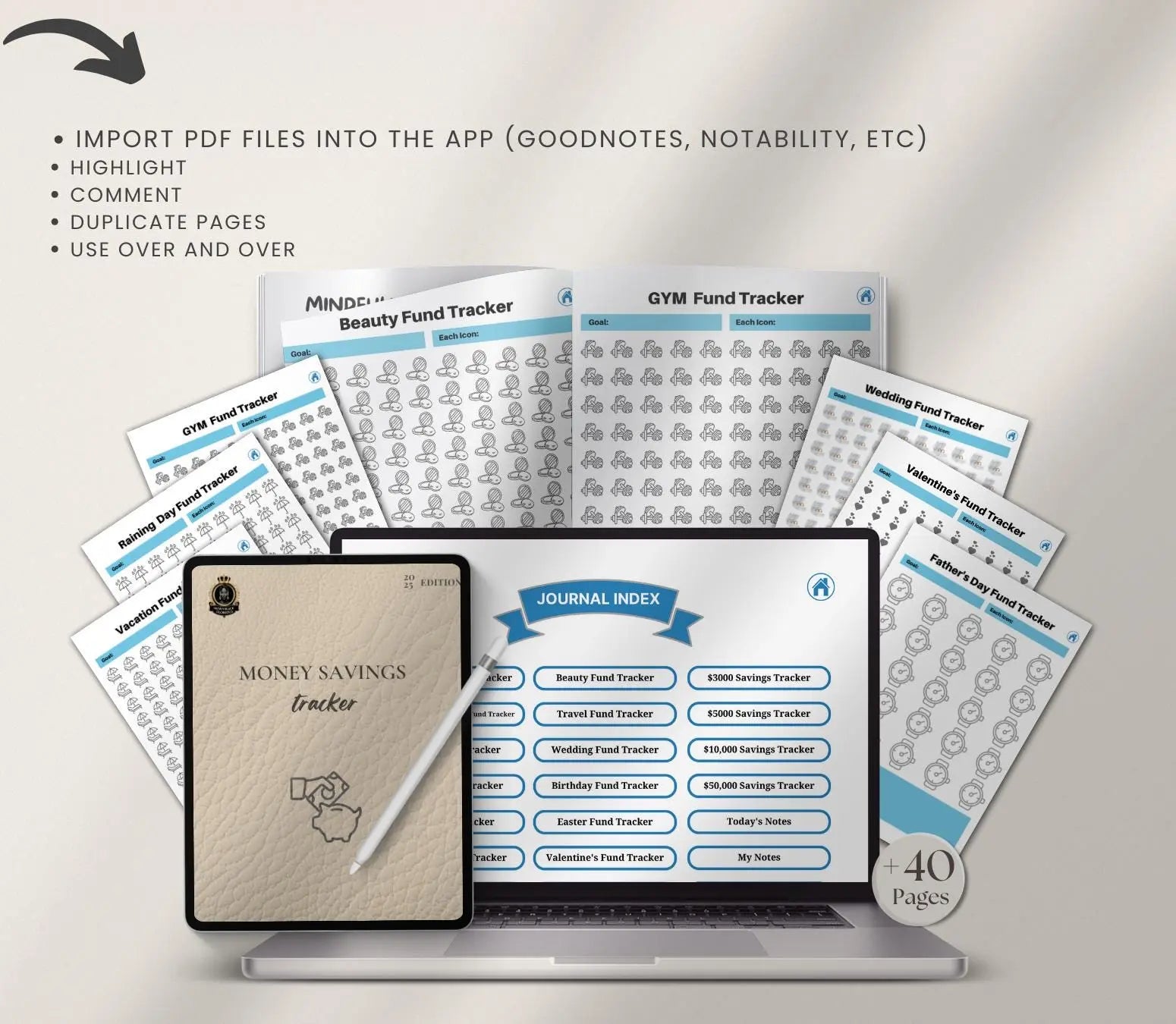 Digital Savings Tracker: Budget Planner, Money Management (Printable PDF & Tablet Friendly) Grown Black Glorious