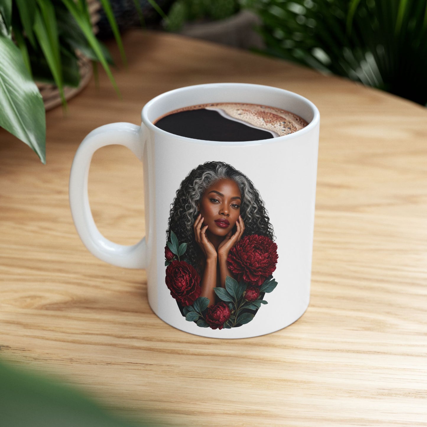 Floral Ceramic Mug - 11 oz