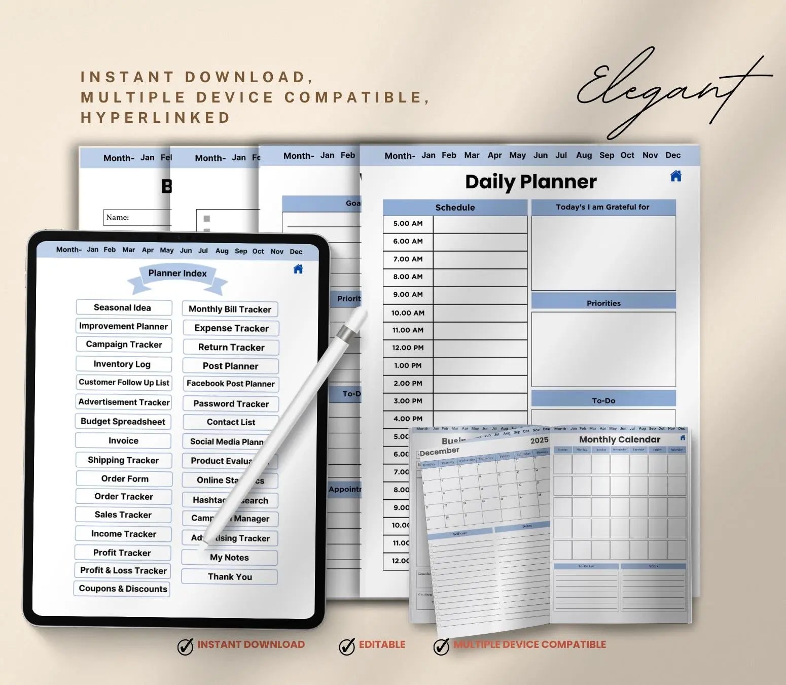 Digital Small Business Planner: Finance, Marketing & Goal Tracker (Printable PDF) Grown Black Glorious