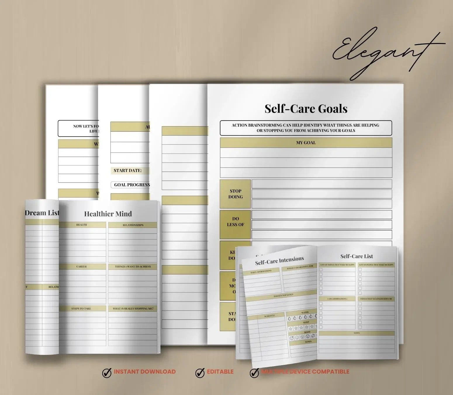 Self-Care Planner: Wellness Journal & Habit Tracker (Digital Download) Ma boutique