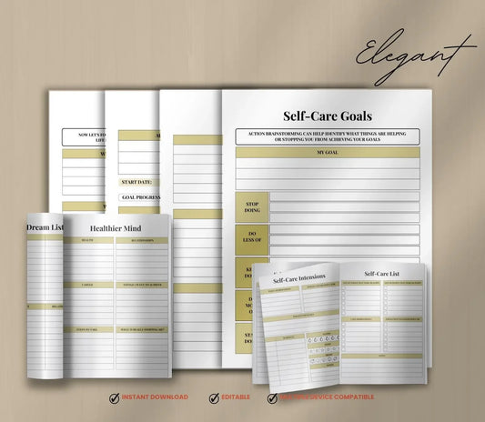Self-Care Planner: Wellness Journal & Habit Tracker (Digital Download) Ma boutique
