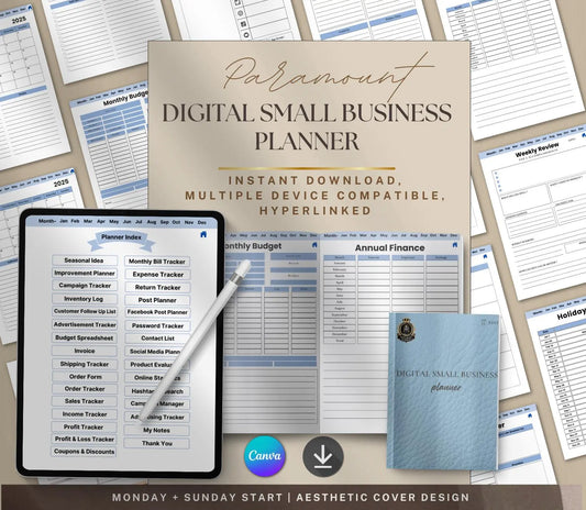 Digital Small Business Planner: Finance, Marketing & Goal Tracker (Printable PDF) Grown Black Glorious