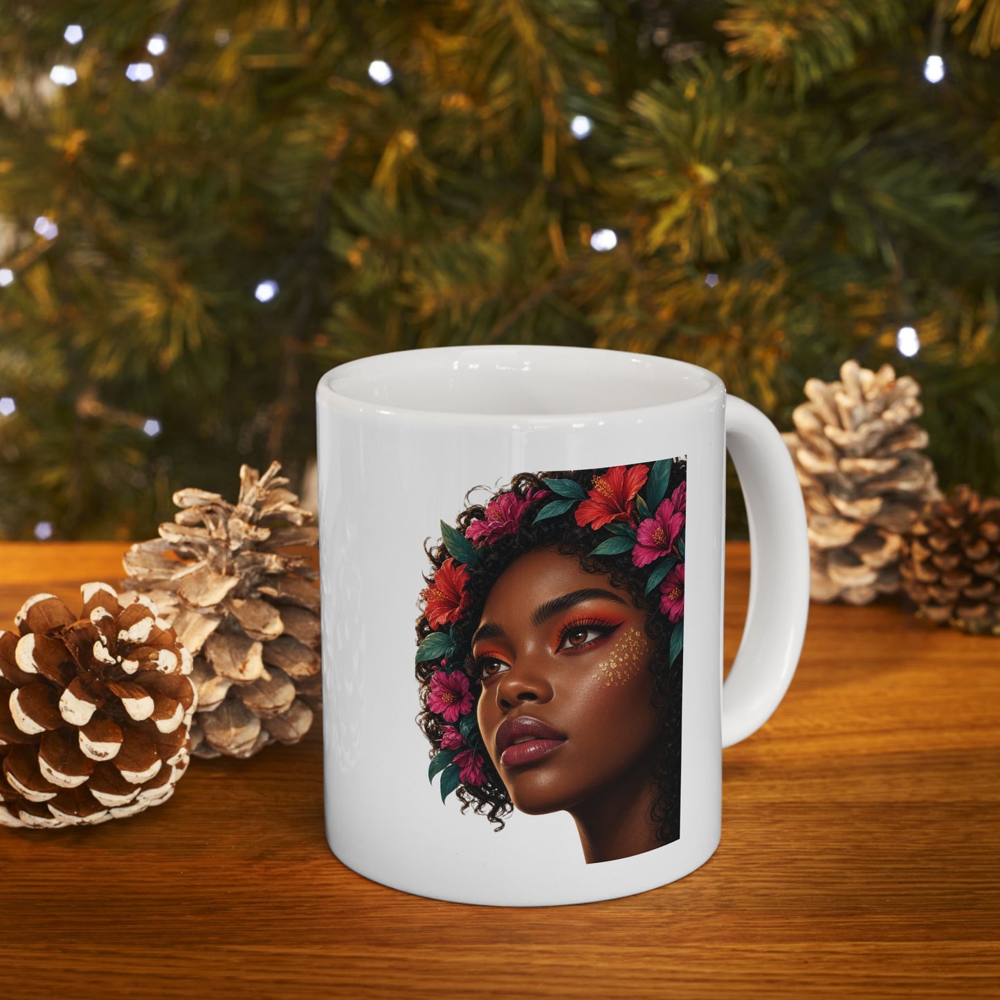 Floral Ceramic Mug - Black & Beautiful 11 oz.