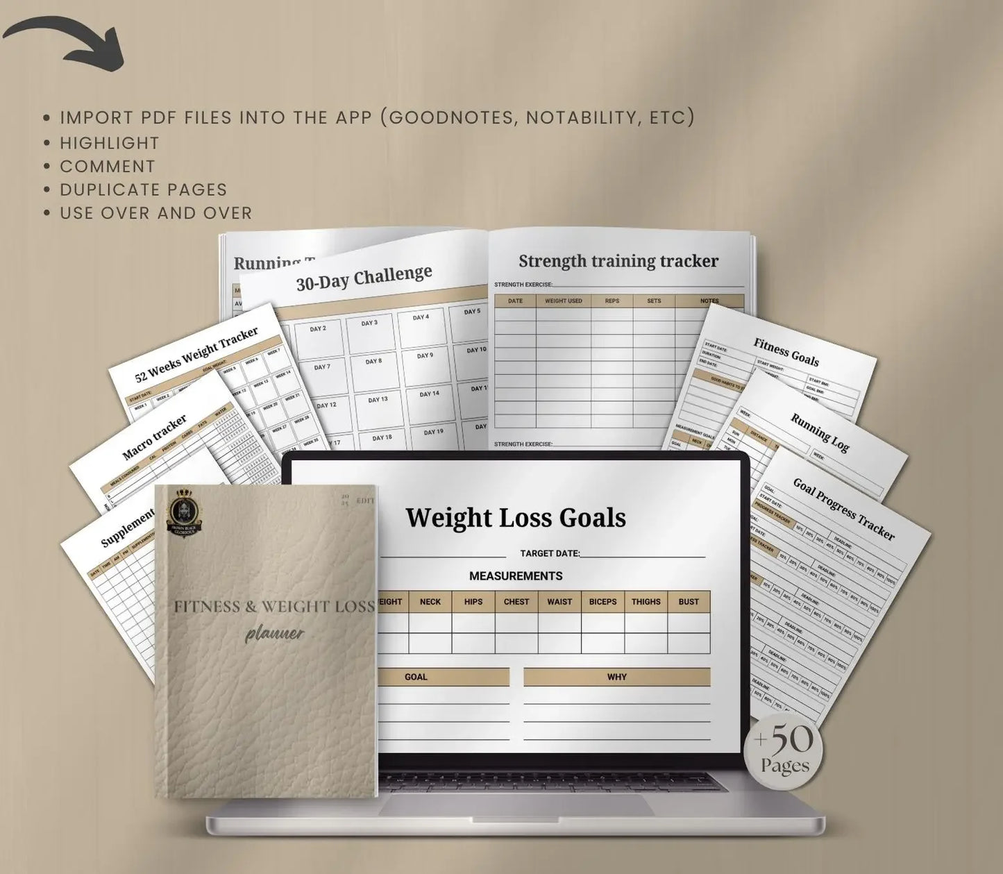 Fitness and Weight Loss Planner for Black Women | Workout Tracker, Meal Planner for Nubian Queen, Printable PDF for Weight Loss & Wellness Ma boutique