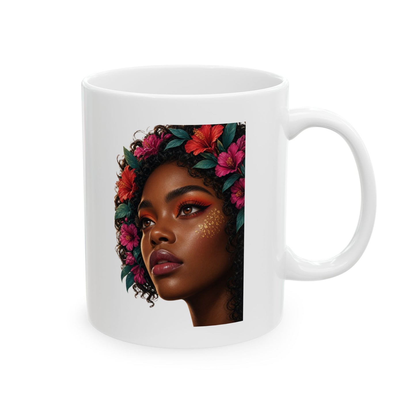 Floral Ceramic Mug - Black & Beautiful 11 oz.