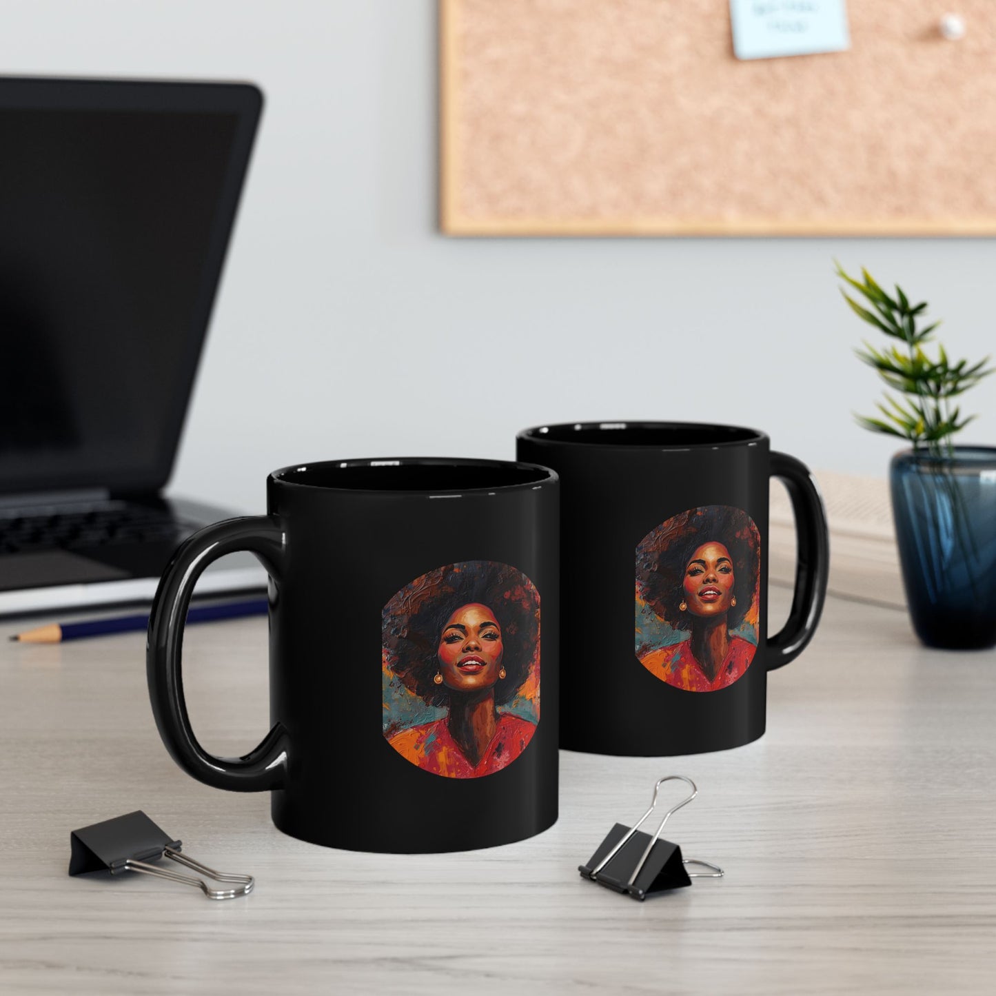 Black Afro Woman Portrait Mug – 11oz & 15oz Ceramic Coffee Cup