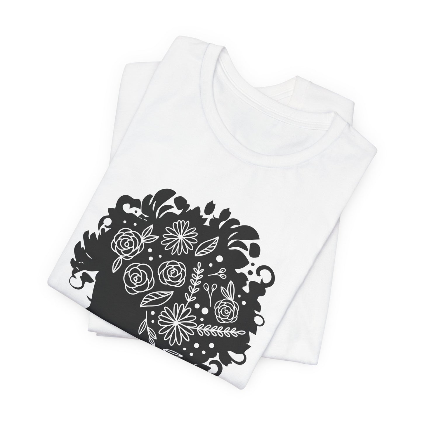 Black Woman Floral Silhouette T-Shirt – Lightweight Cotton Afrocentric Graphic Tee