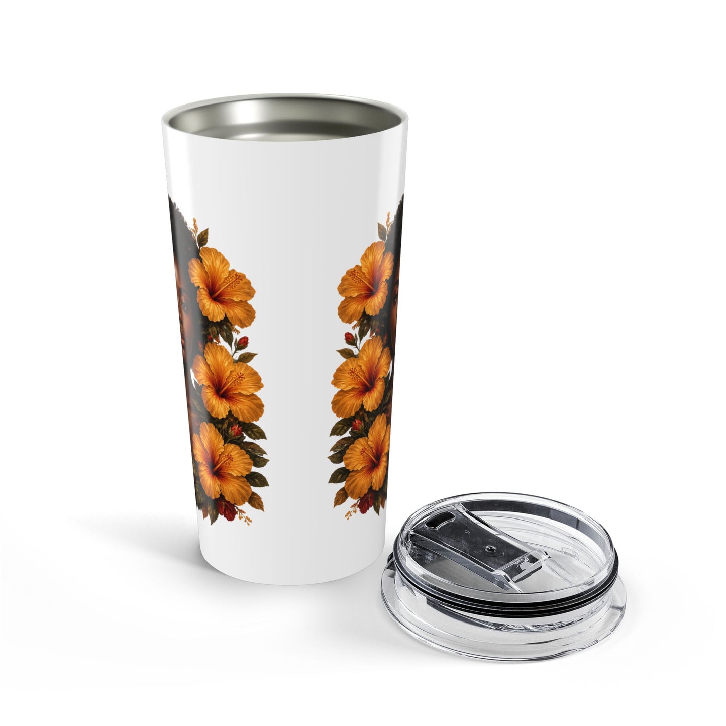 Floral Travel Tumbler – Orange Flowers and Red Roses - 20 oz