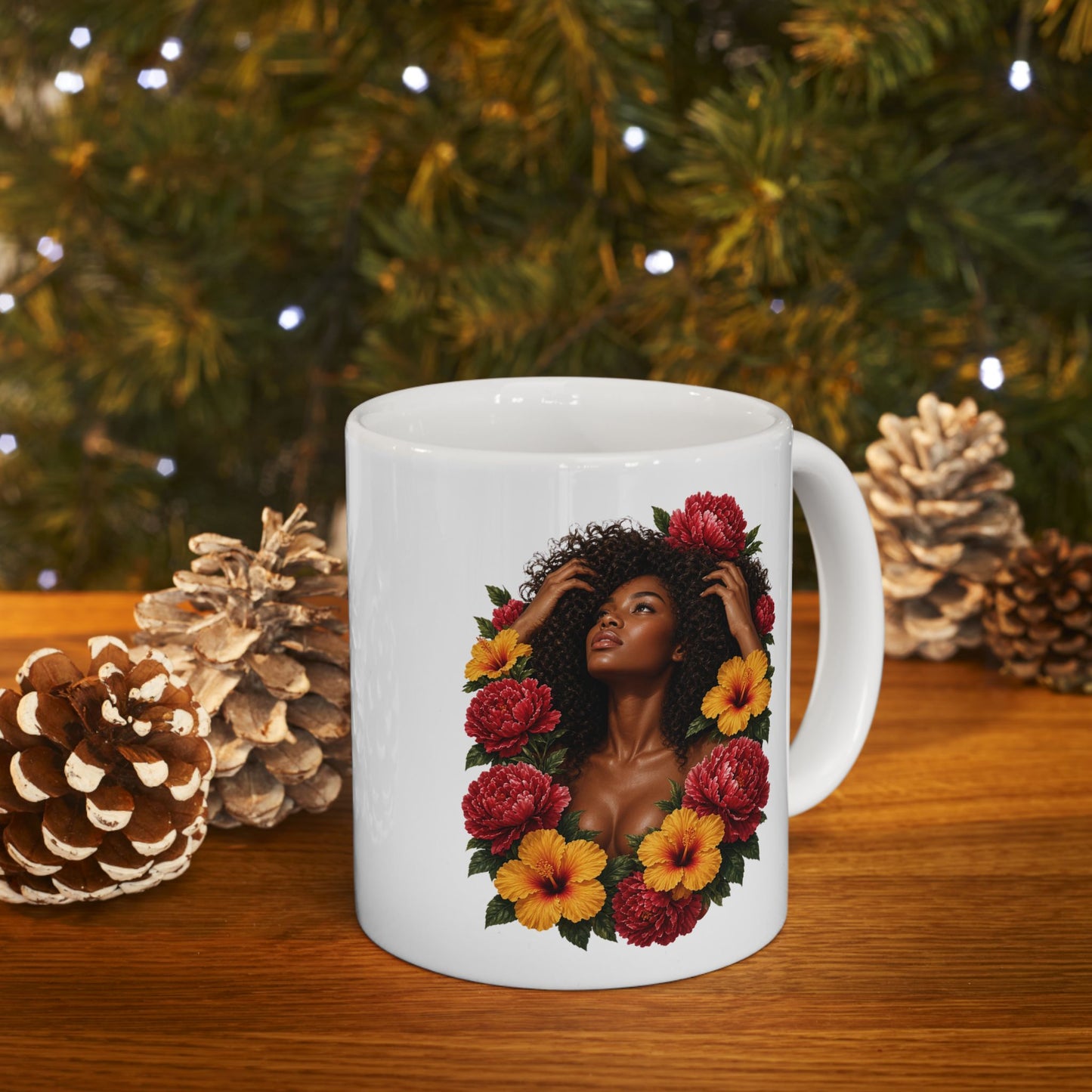 Colorful Floral Ceramic Mug - 11 oz