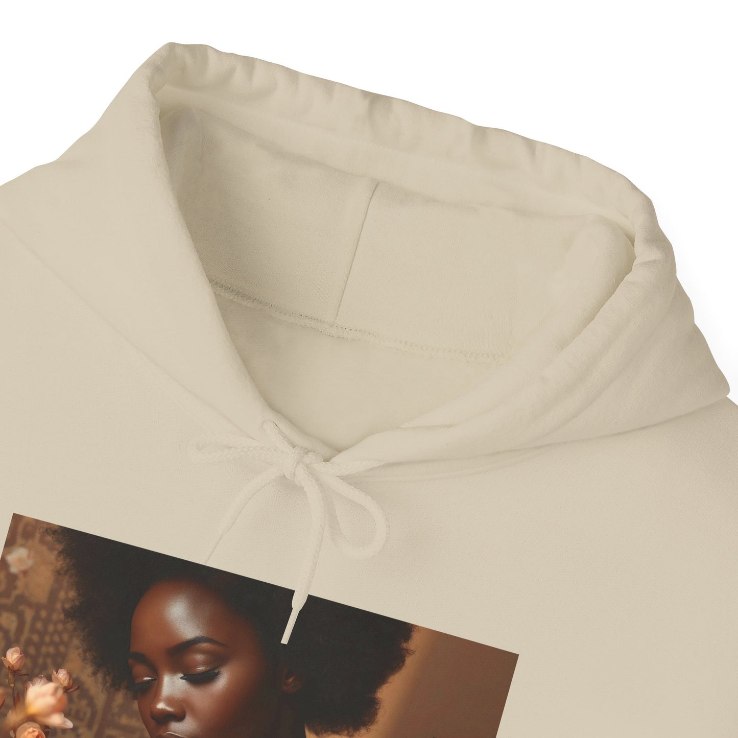 Afrocentric Art Hoodie for Black Women – Warm Floral Portrait Sweatshirt