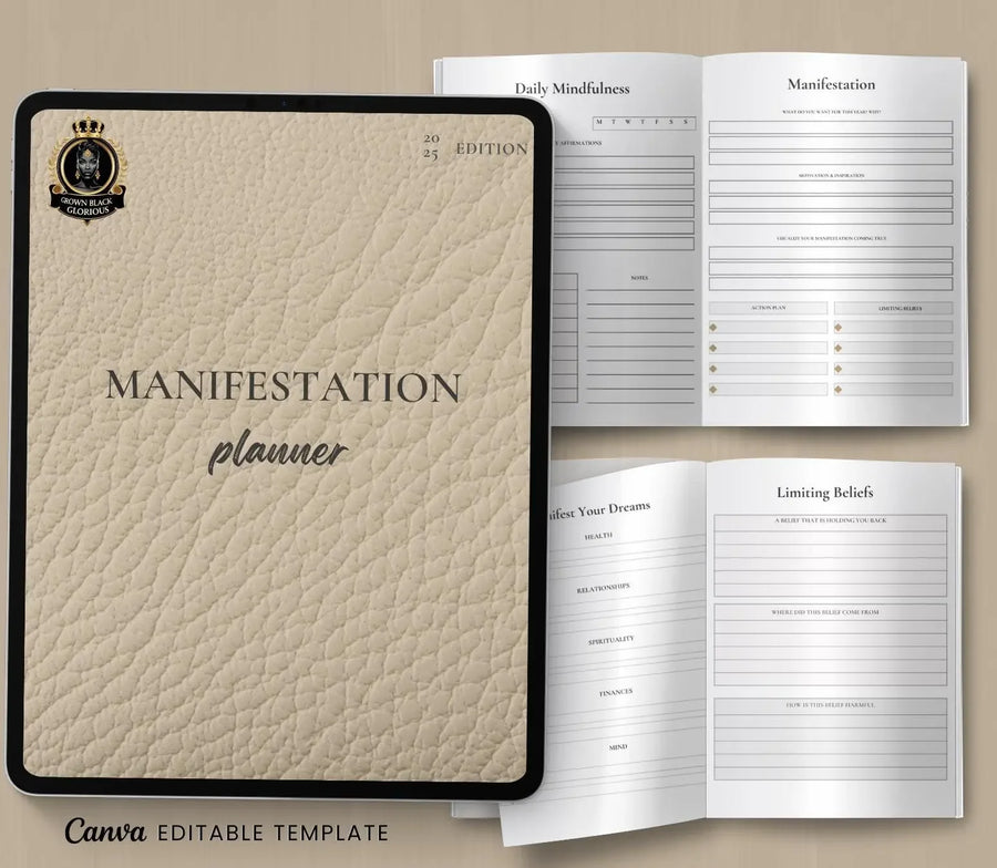 Manifestation and goal-setting planner with vision board pages