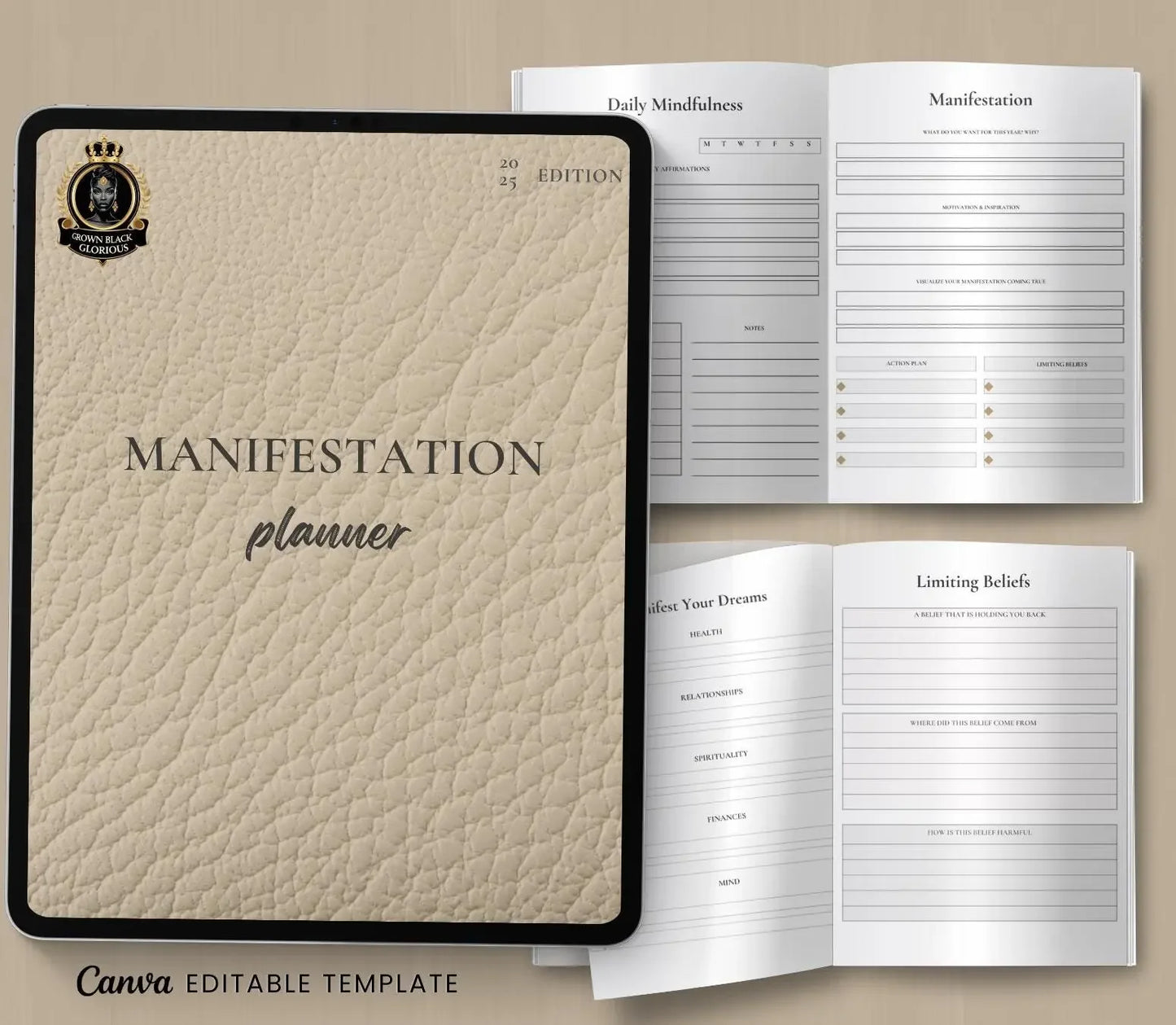 Law of Attraction Manifestation Planner: Goal Setting & Vision Board (Digital Printable) Ma boutique