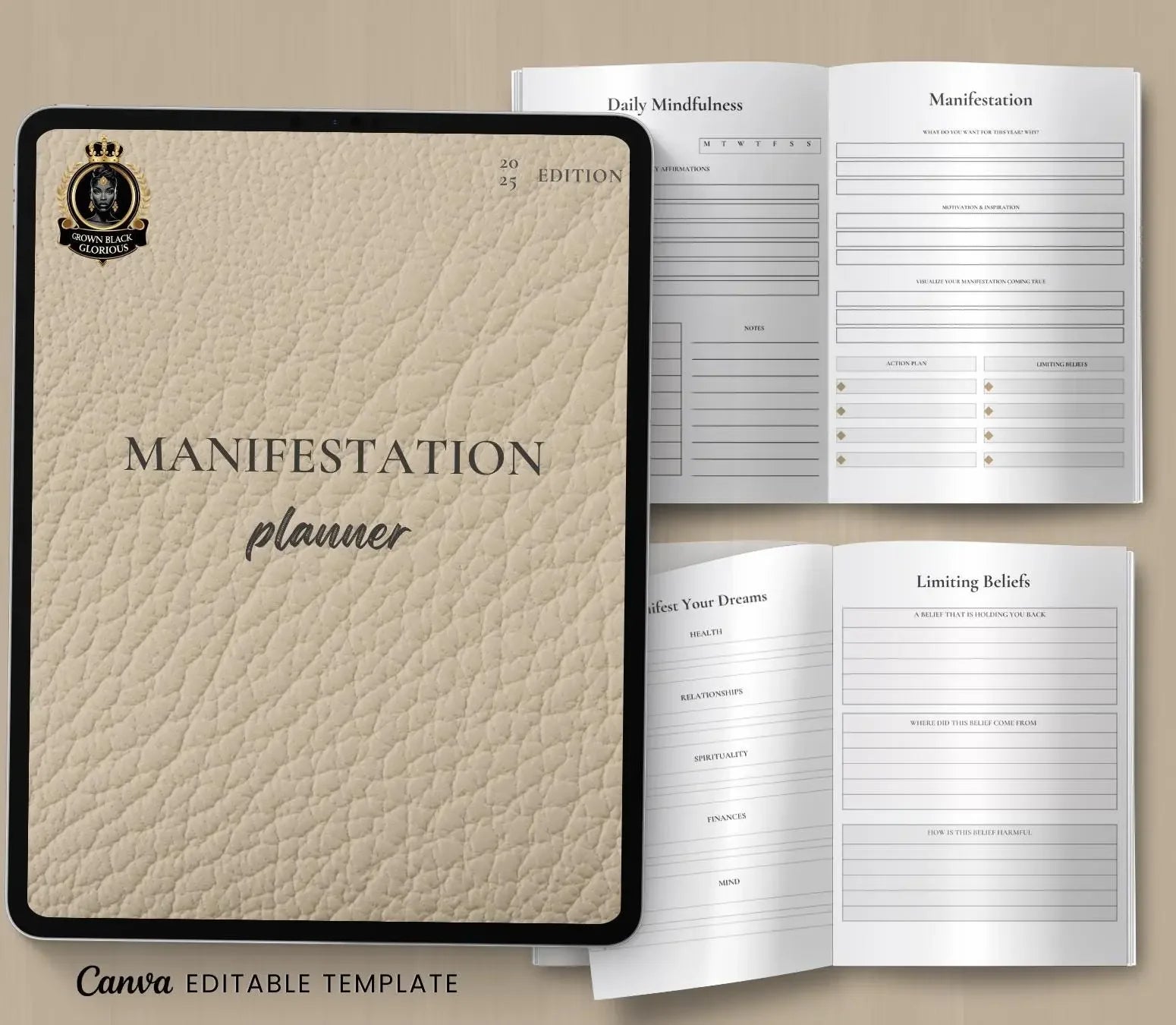 Law of Attraction Manifestation Planner: Goal Setting & Vision Board (Digital Printable) Ma boutique