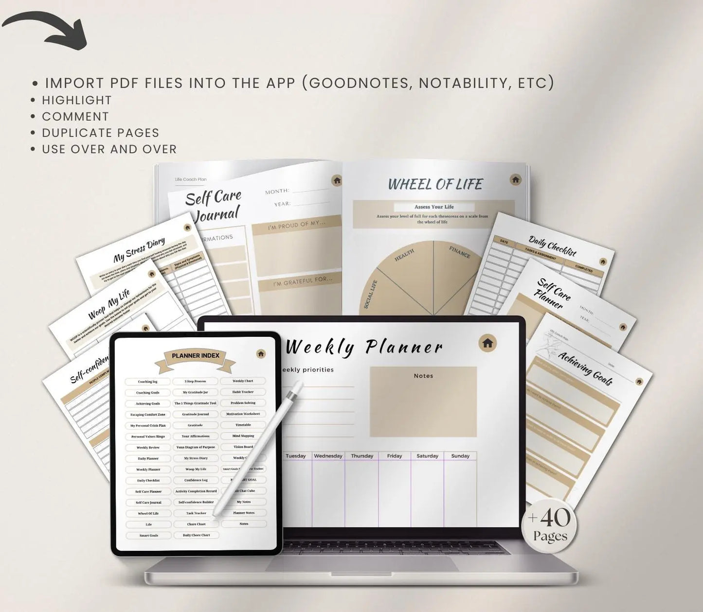 Digital Life Coaching Planner: Goal Setting & Mindset Journal (Printable PDF) Grown Black Glorious