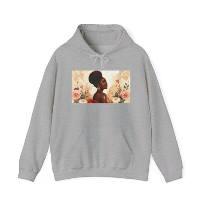 Afrocentric Rose Art Hoodie for Black Women – Portrait Sweatshirt