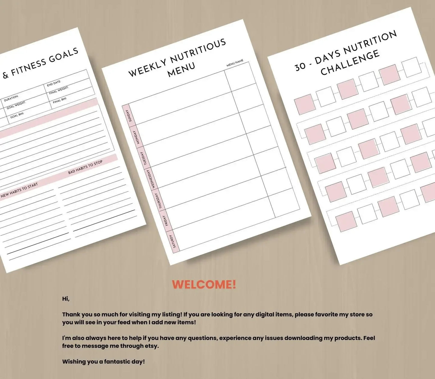 Nutrition Planner: Meal Prep, Food Journal, Calorie Tracker (PDF & Canva Template) Grown Black Glorious