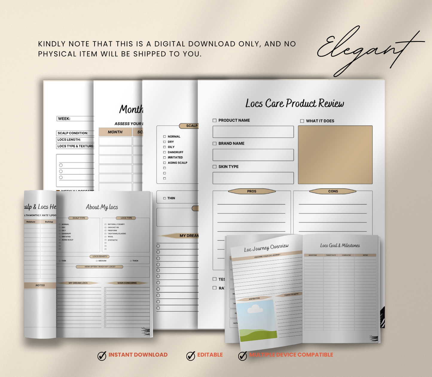 Dreadlock Care Tracker | Editable Canva Loc Maintenance & Growth Journal - Grown Black Glorious