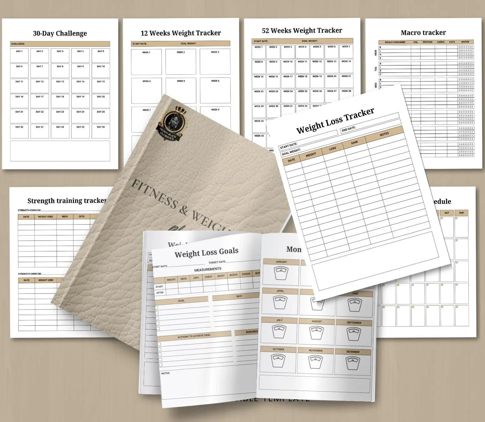 Fitness and Weight Loss Planner for Black Women | Workout Tracker, Meal Planner for Nubian Queen, Printable PDF for Weight Loss & Wellness Ma boutique