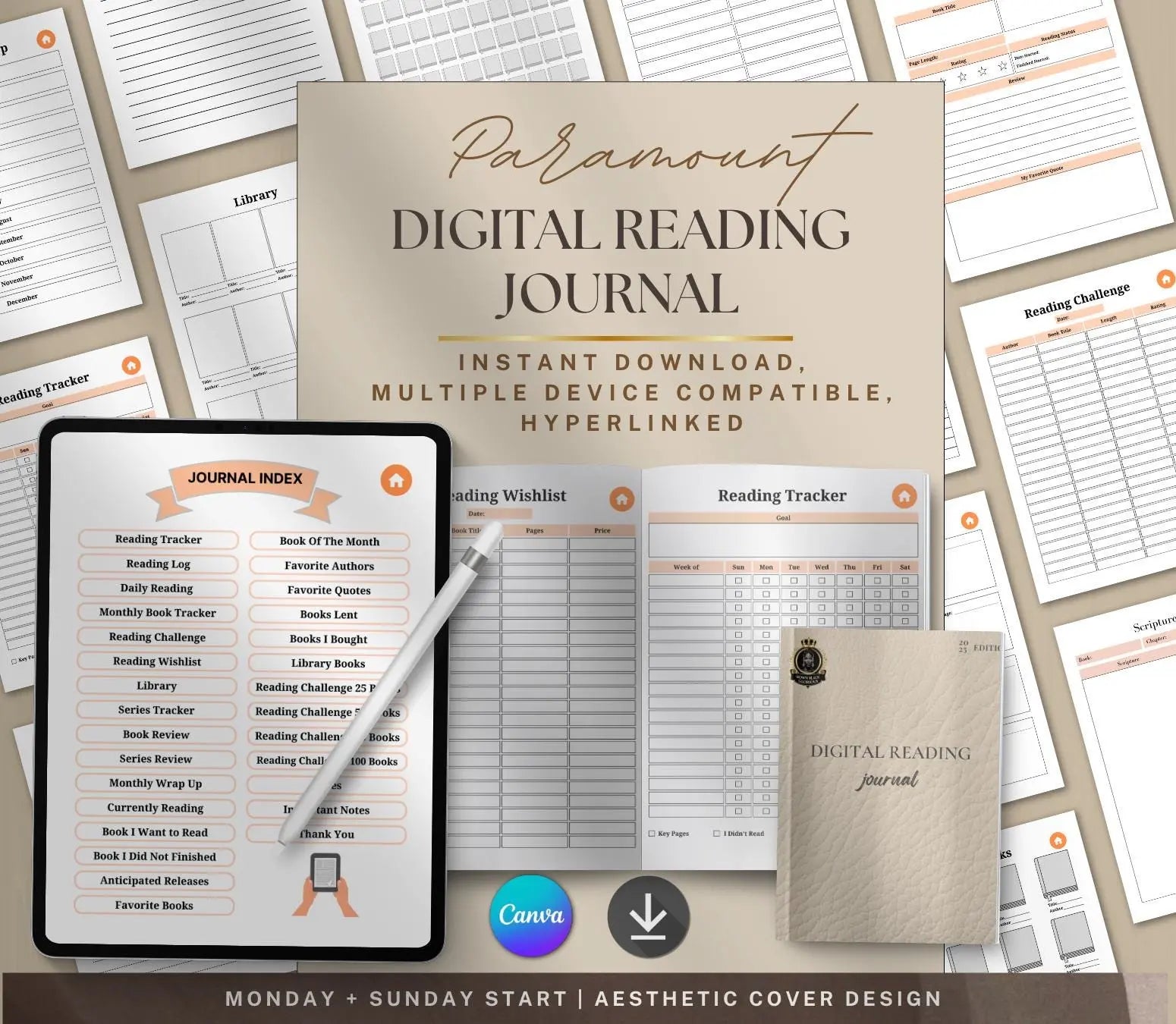 Digital Reading Journal: Book Tracker, Review Log (Printable PDF) Grown Black Glorious