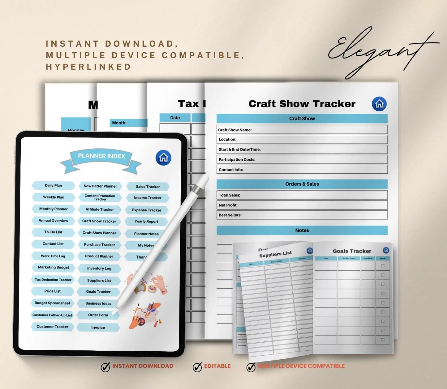 Craft Business Planner: Etsy Shop Organizer, Inventory Tracker (Printable PDF & Digital) Grown Black Glorious