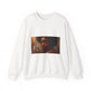 Black woman portrait photography crewneck sweatshirt in warm amber tones