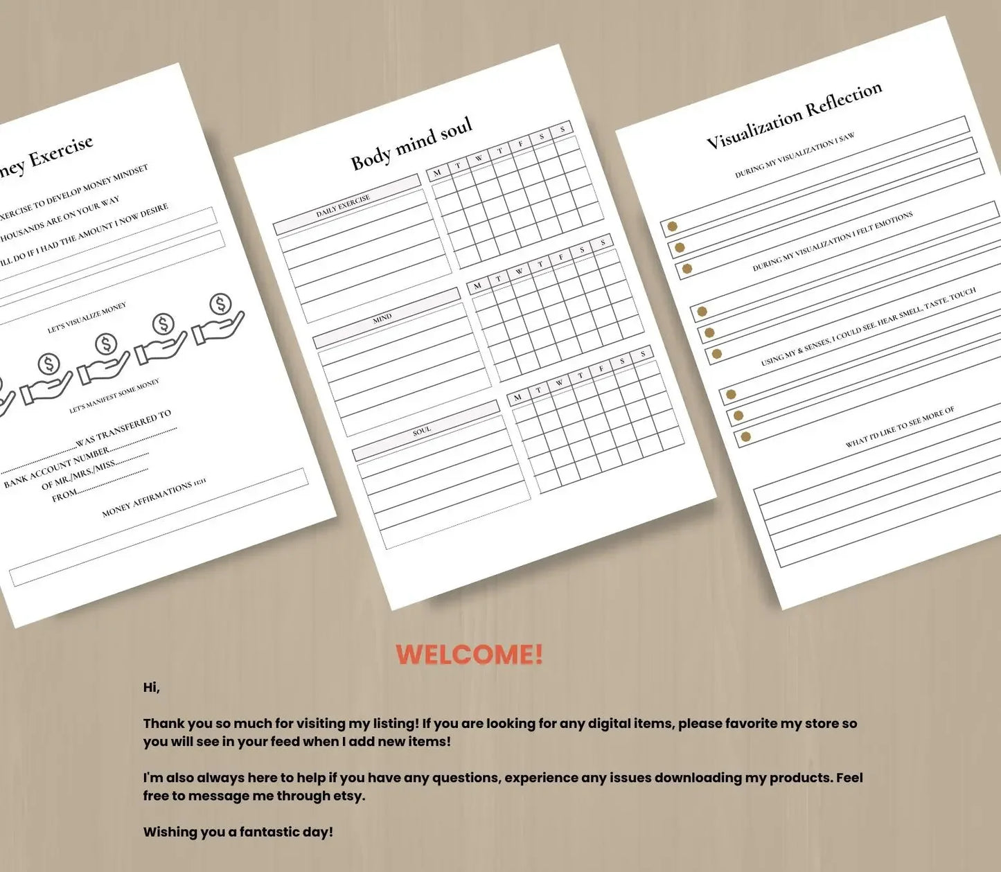 Law of Attraction Manifestation Planner: Goal Setting & Vision Board (Digital Printable) Ma boutique