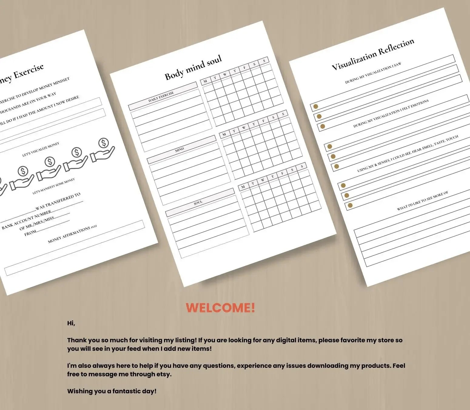 Law of Attraction Manifestation Planner: Goal Setting & Vision Board (Digital Printable) Ma boutique