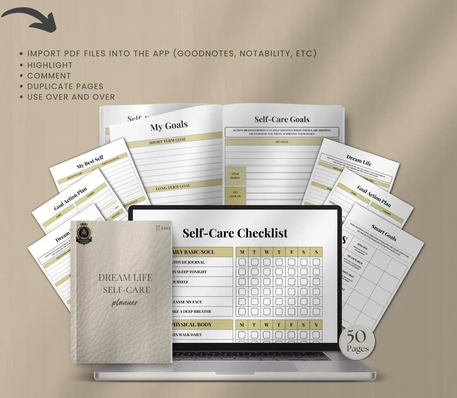 Self-Care Planner: Wellness Journal & Habit Tracker (Digital Download) Ma boutique