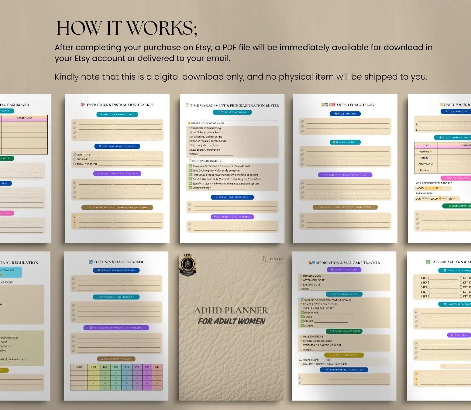 ADHD Planner for Black Women: Focus & Productivity Journal (Printable Digital Download) Ma boutique