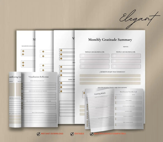 Law of Attraction Manifestation Planner: Goal Setting & Vision Board (Digital Printable) Ma boutique