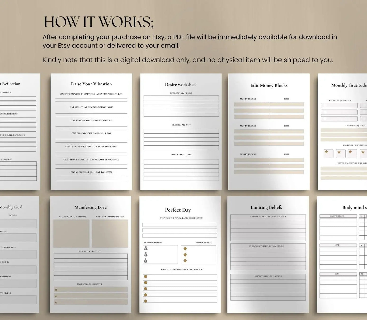 Law of Attraction Manifestation Planner: Goal Setting & Vision Board (Digital Printable) Ma boutique