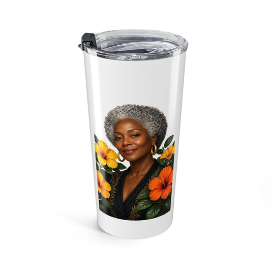 20oz Tumbler with Vibrant Orange Flower Design