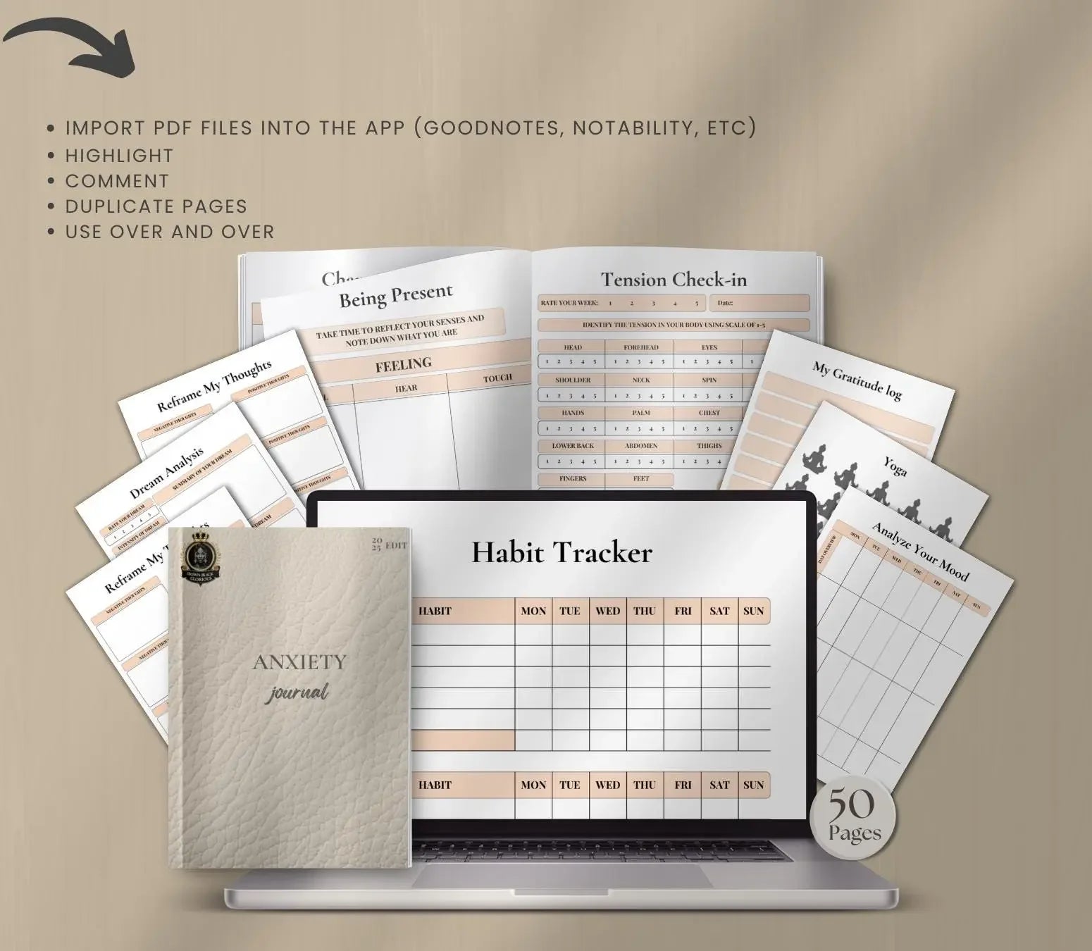 Black Women Anxiety Journal | Mental Health Tracker, Stress Relief Prompts, Nubian Queen Mindfulness , Printable & Digital Wellness Planner Ma boutique