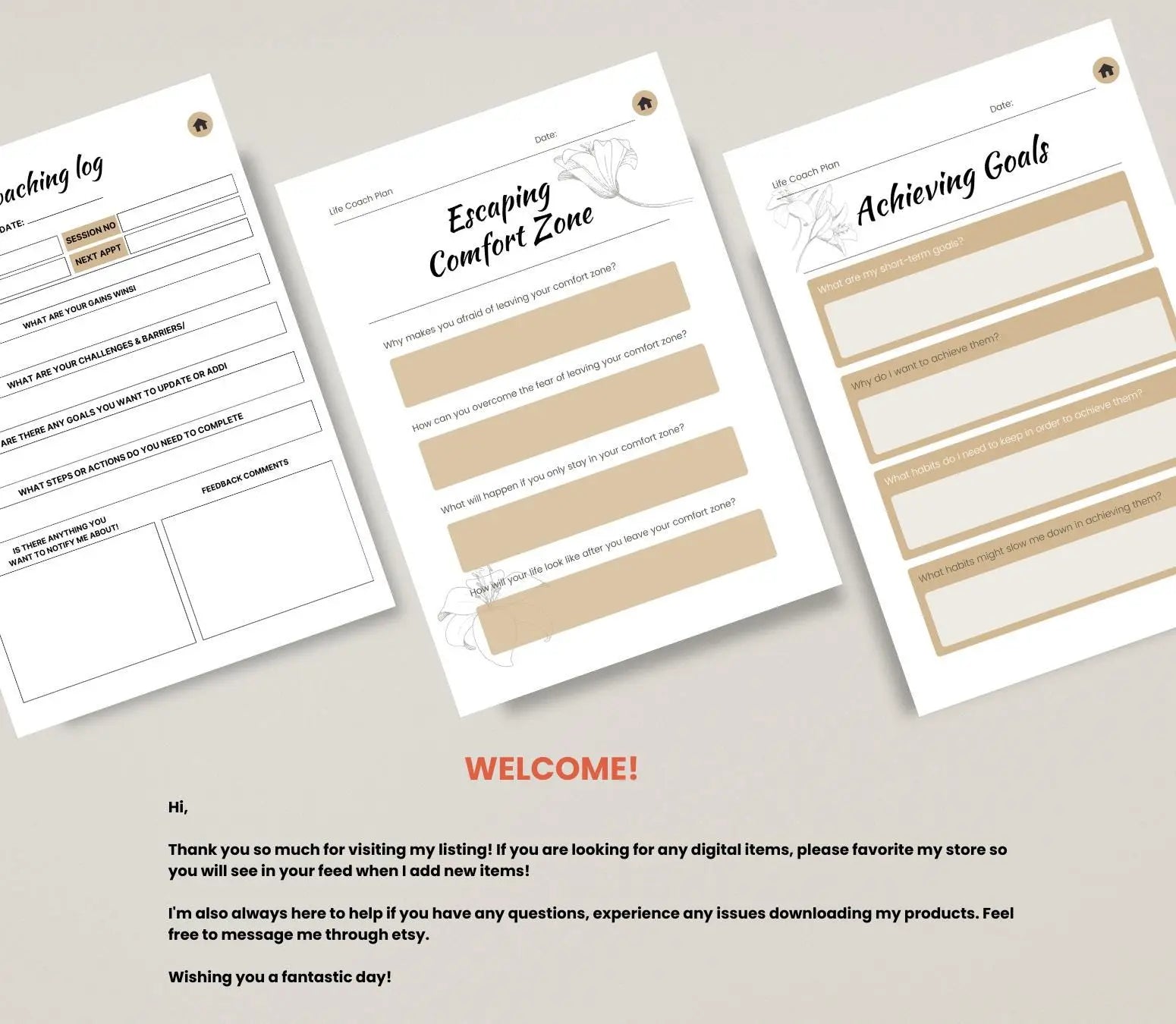 Digital Life Coaching Planner: Goal Setting & Mindset Journal (Printable PDF) Grown Black Glorious