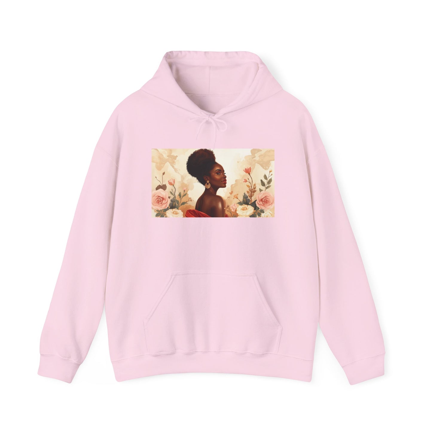 Afrocentric Rose Art Hoodie for Black Women – Portrait Sweatshirt