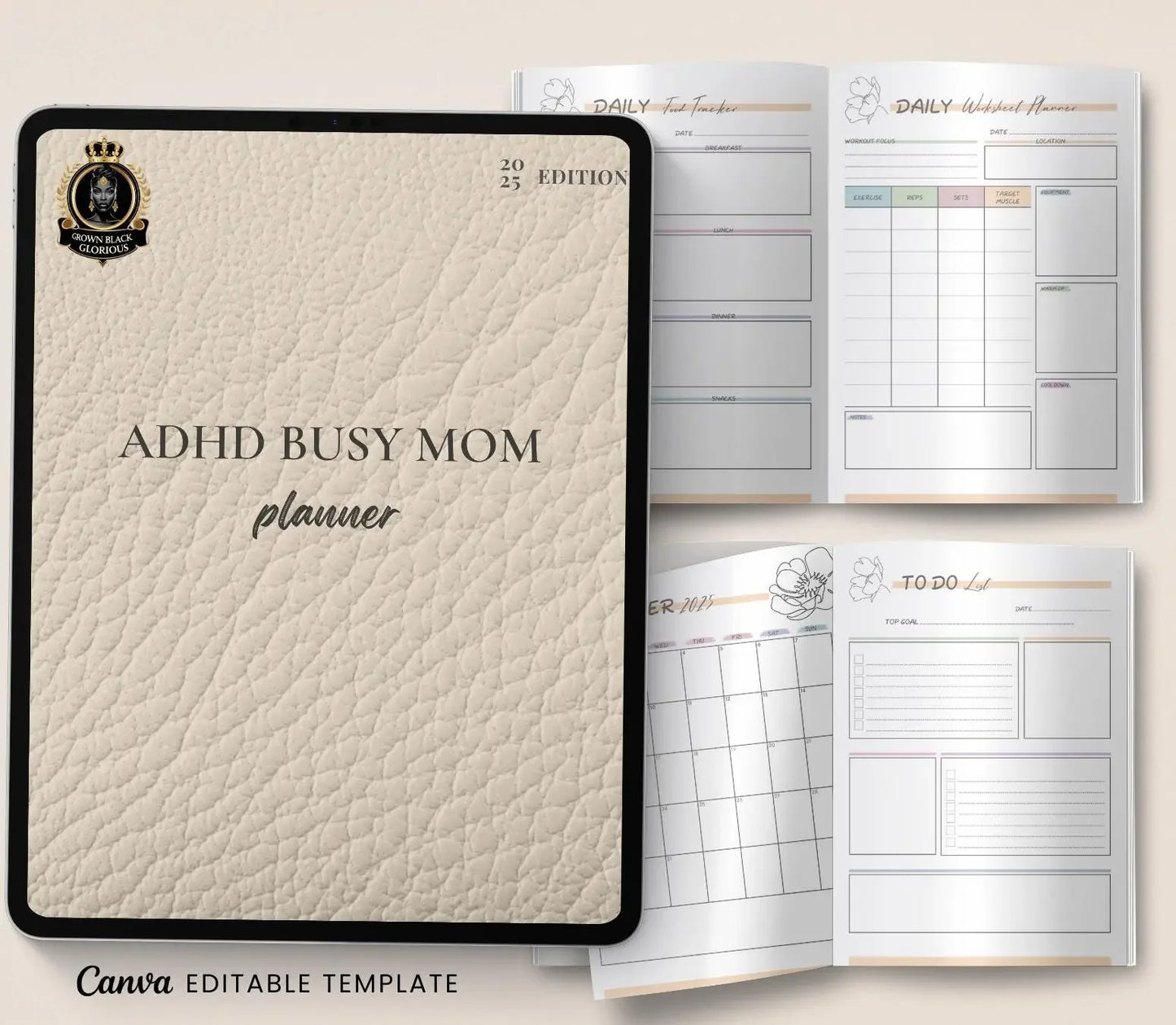 ADHD Mom Planner: Daily & Weekly Organizer (Printable/Digital Download) Grown Black Glorious