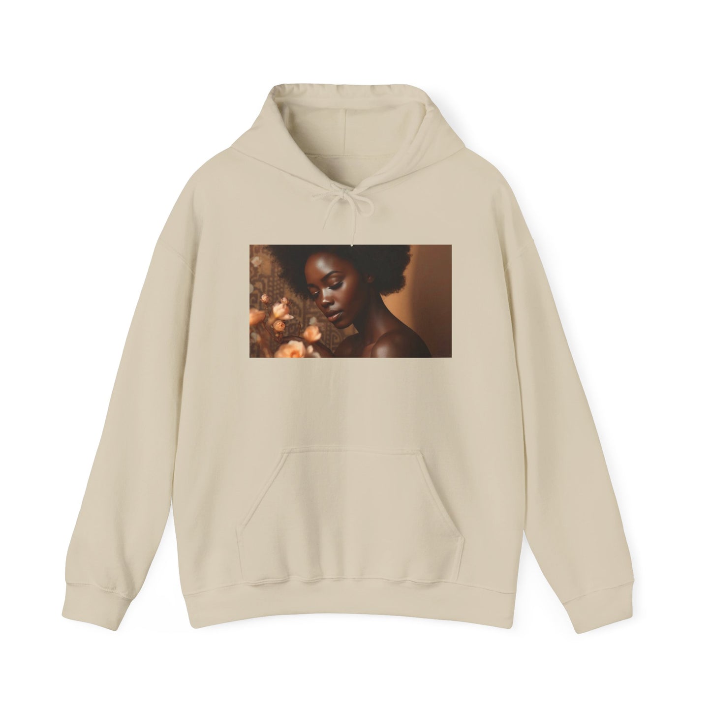 Afrocentric Art Hoodie for Black Women – Warm Floral Portrait Sweatshirt
