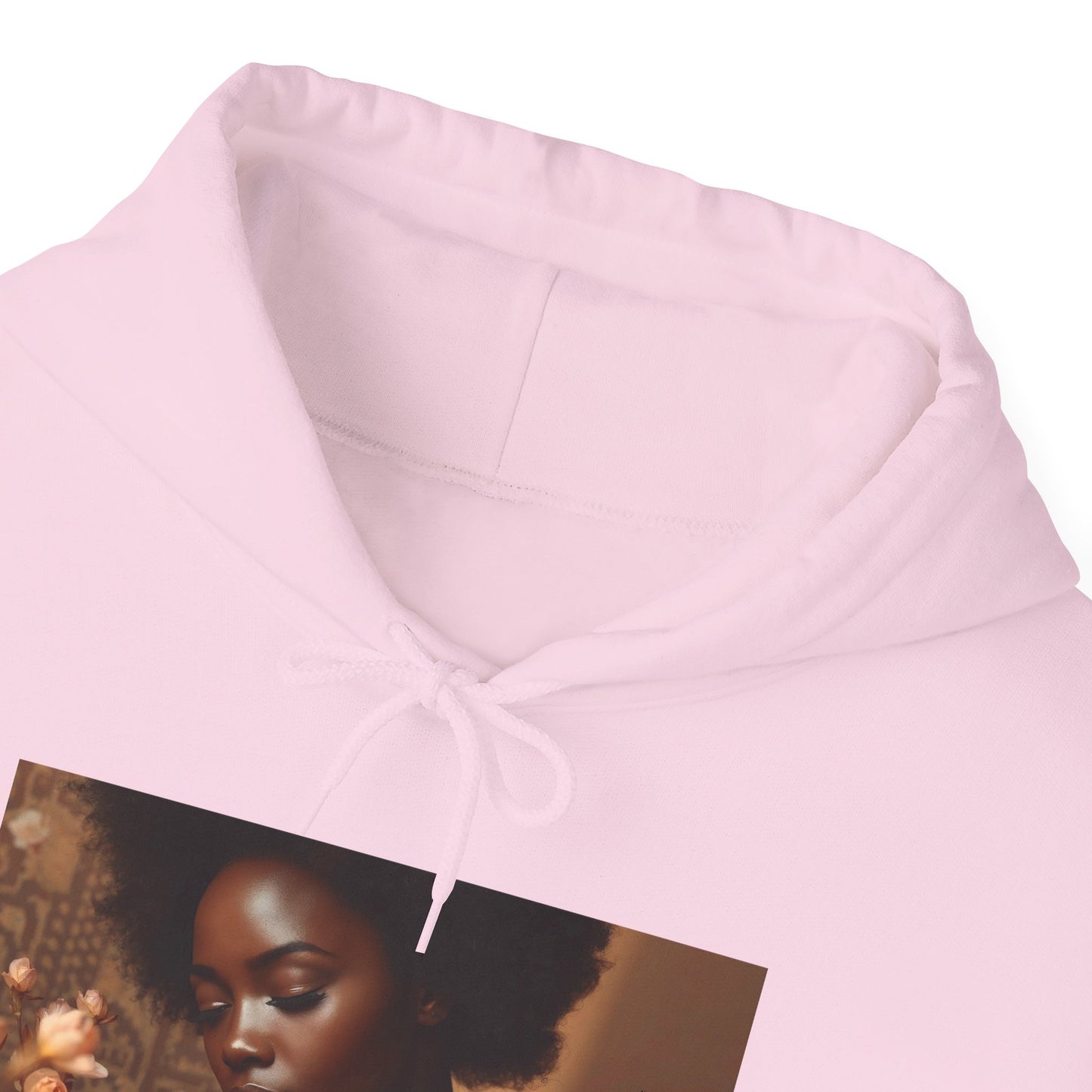 Afrocentric Art Hoodie for Black Women – Warm Floral Portrait Sweatshirt