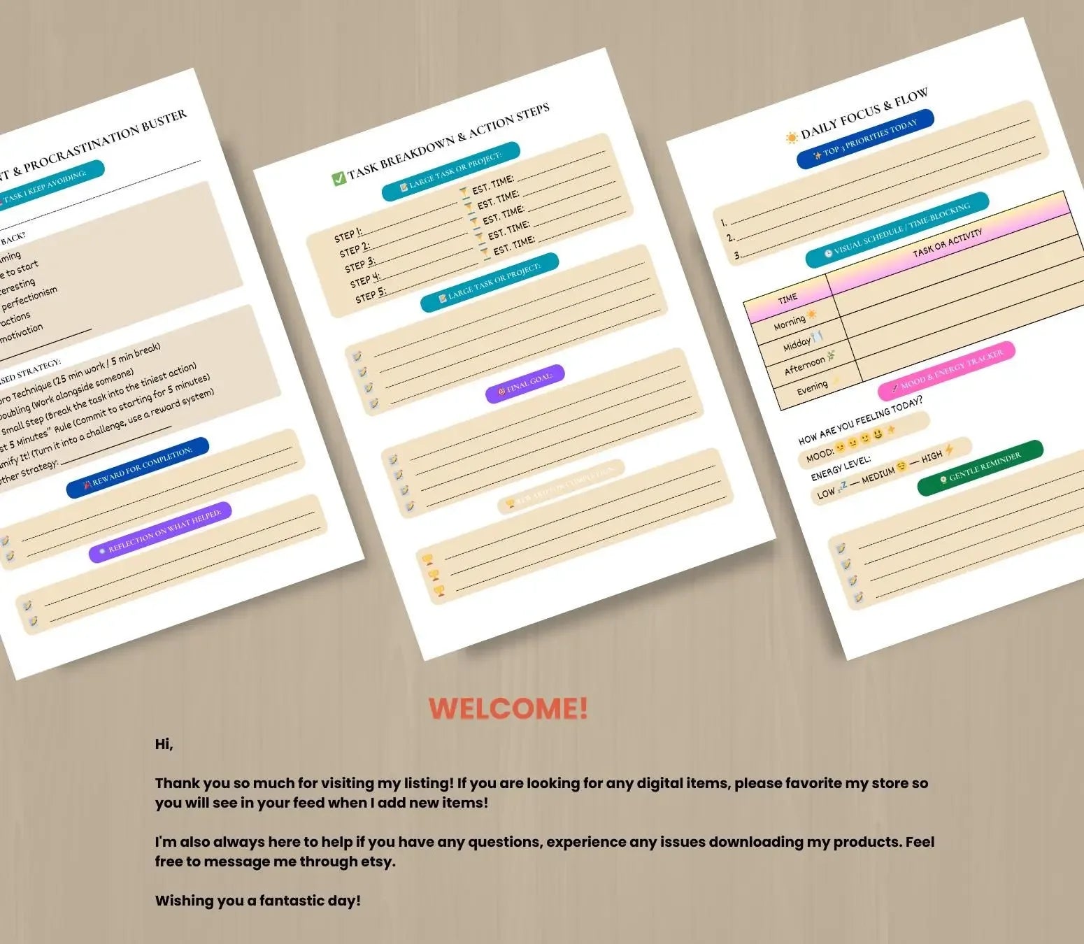 ADHD Planner for Black Women: Focus & Productivity Journal (Printable Digital Download) Ma boutique