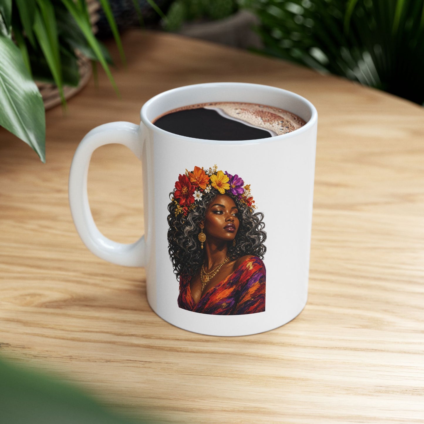 Colorful Floral Ceramic Mug - 11 oz