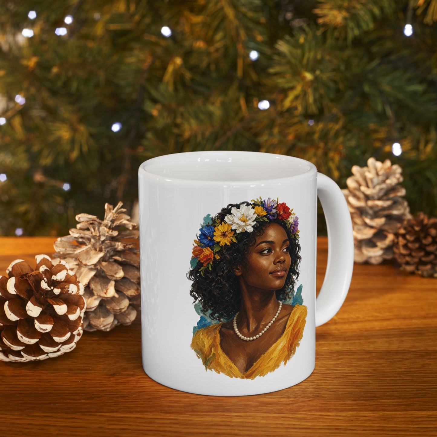 Floral Ceramic Mug - 11 oz
