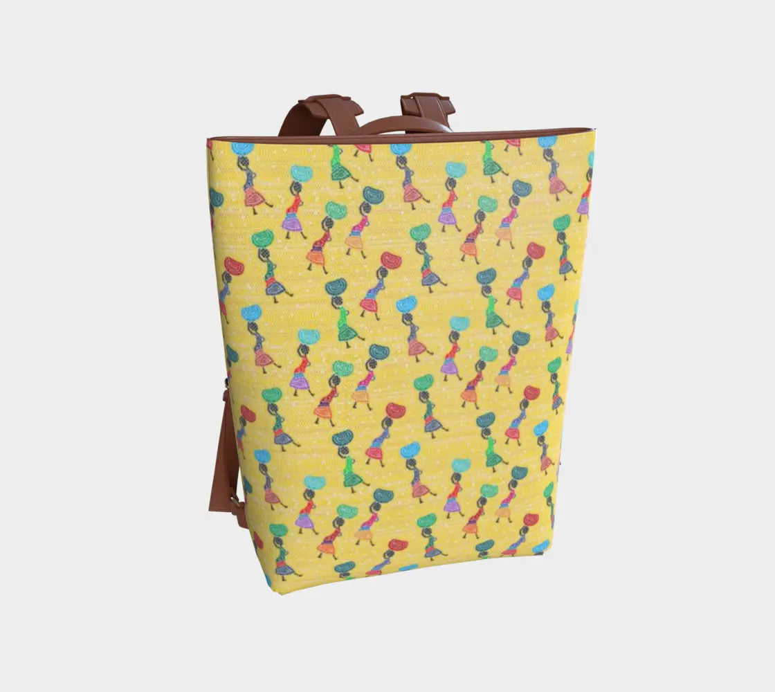 African Print Vegan Leather Backpack – Luxury Afrocentric Travel Bag for Women Grown Black Glorious