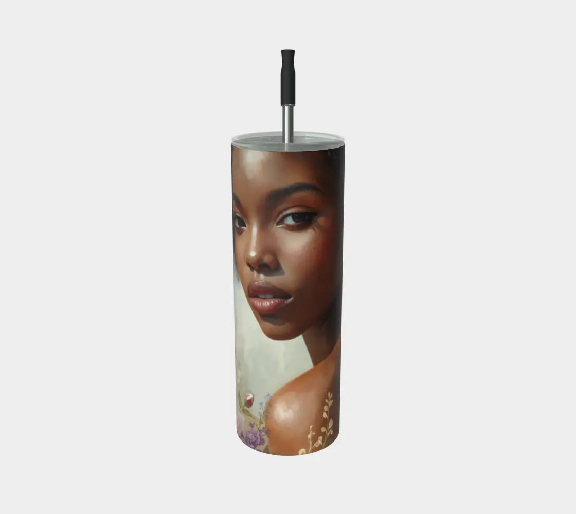 Black Woman Art Tumbler – 20 oz Stainless Steel Travel Cup, Afrocentric Luxury Drinkware for Empowered Women Grown Black Glorious