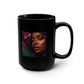 15oz Black Mug - Floral Portrait Art Coffee Cup