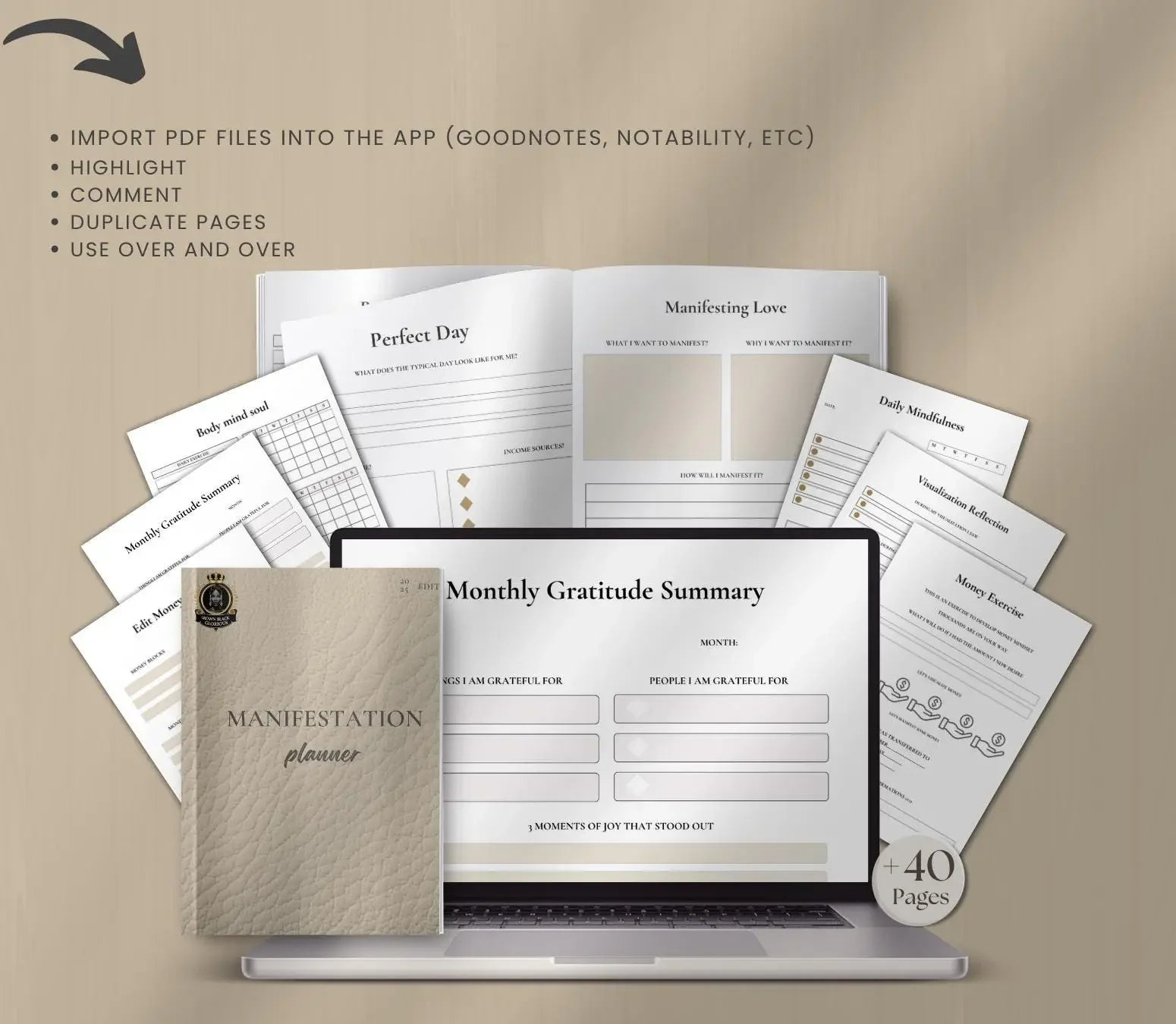 Law of Attraction Manifestation Planner: Goal Setting & Vision Board (Digital Printable) Ma boutique