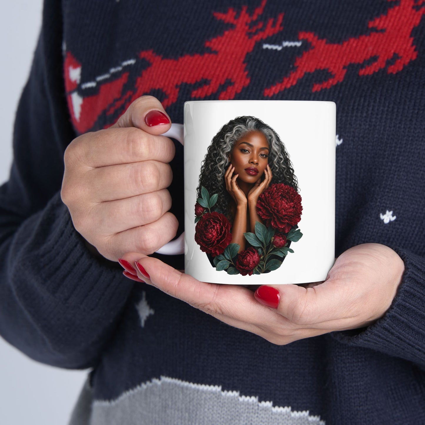 Floral Ceramic Mug - 11 oz