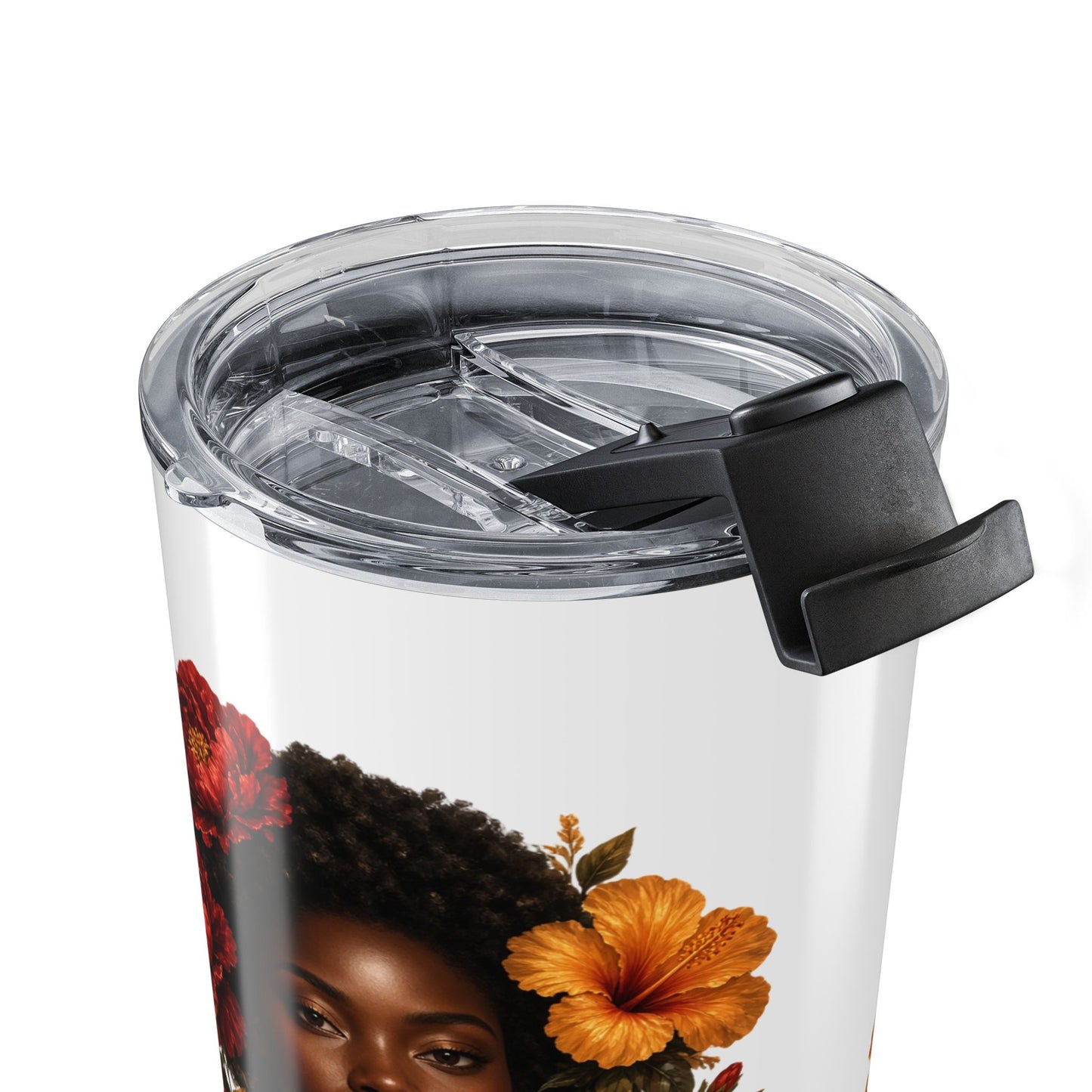 Floral Travel Tumbler – Orange Flowers and Red Roses - 20 oz