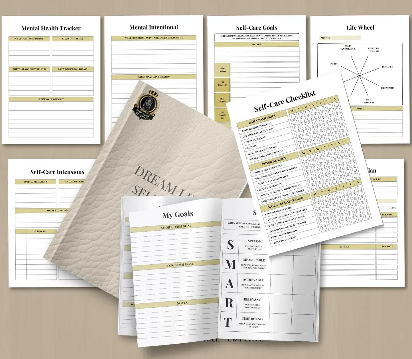 Self-Care Planner: Wellness Journal & Habit Tracker (Digital Download) Ma boutique